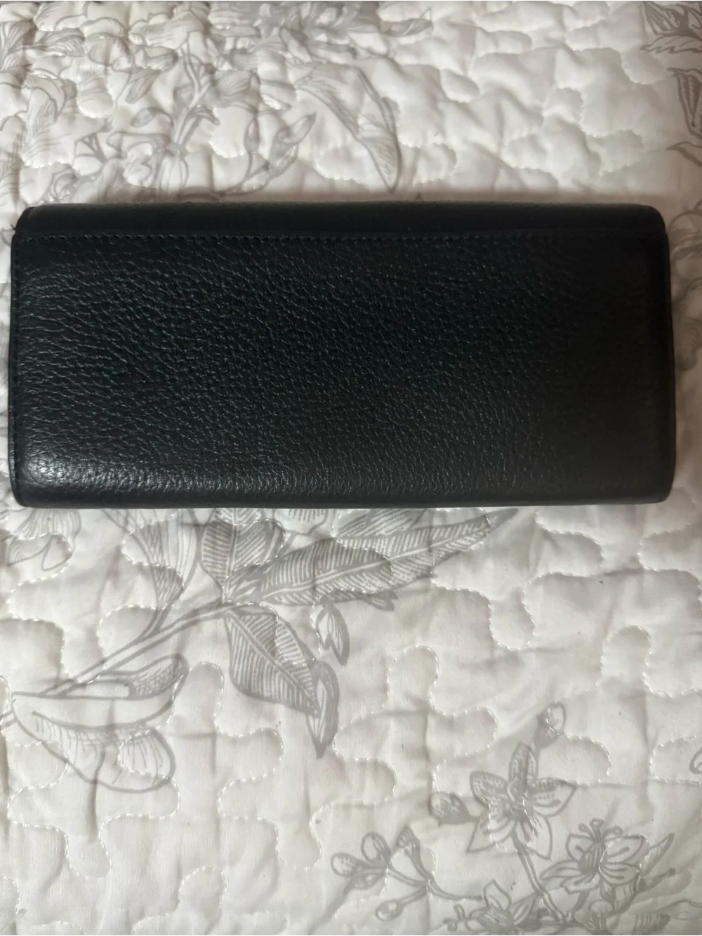 Michael Kors Black Leather Continental Wallet with Silver MK Emblem